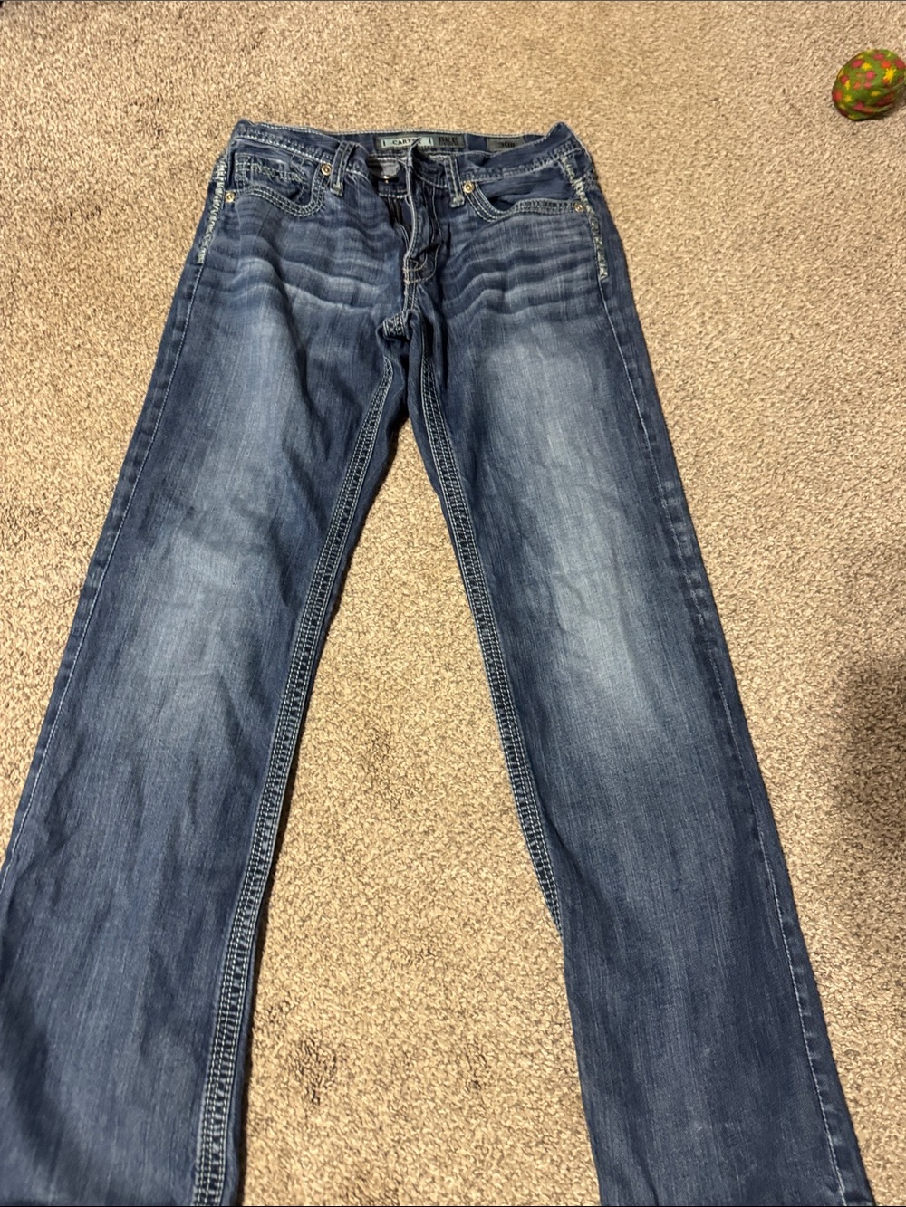 BKE Men's Dark Blue Washed Straight Jeans